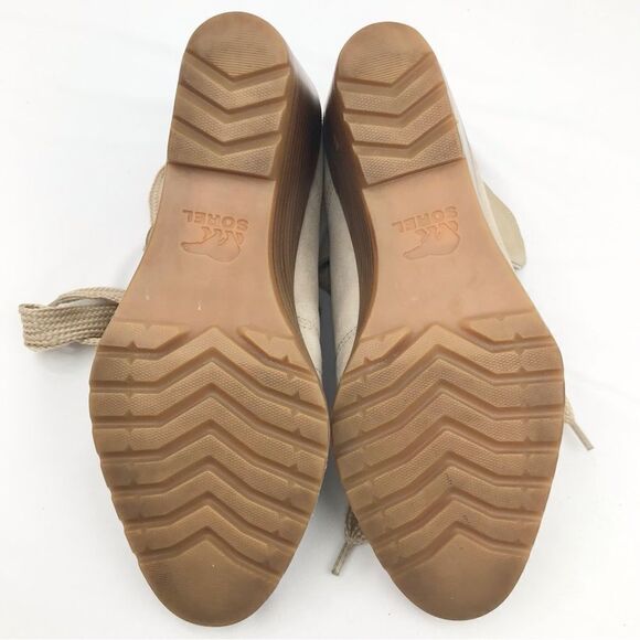 Sorel AFTER HOURS Lace Up Wedge Heel Casual Ankle Bootie Sandal in Oatmeal - Picture 13 of 16